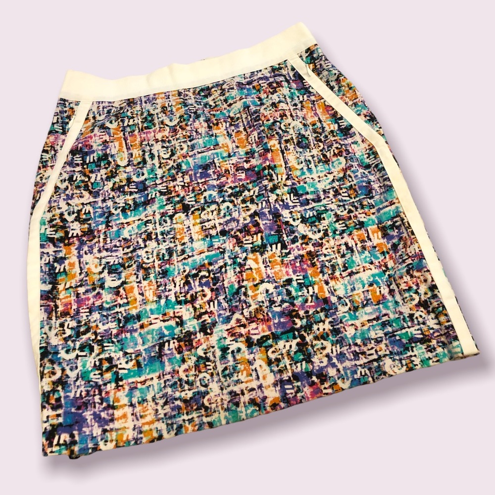 Etcetera colorful mini knee length skirt womenโs sizeโ 4